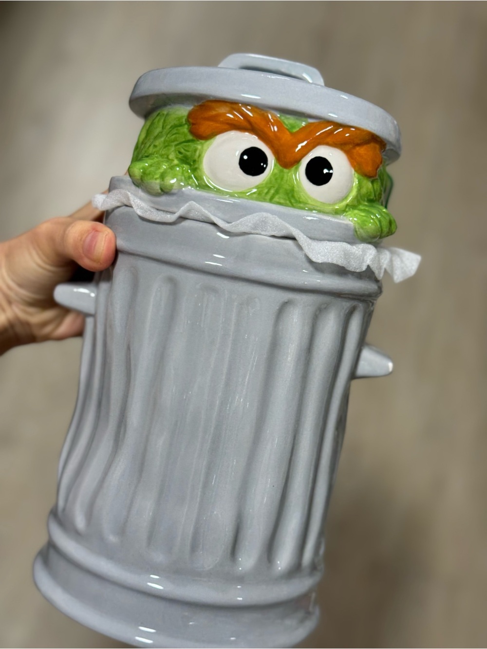 Sesame Street Oscar the Grouch Cookie Jar - Green, Orange & Gray